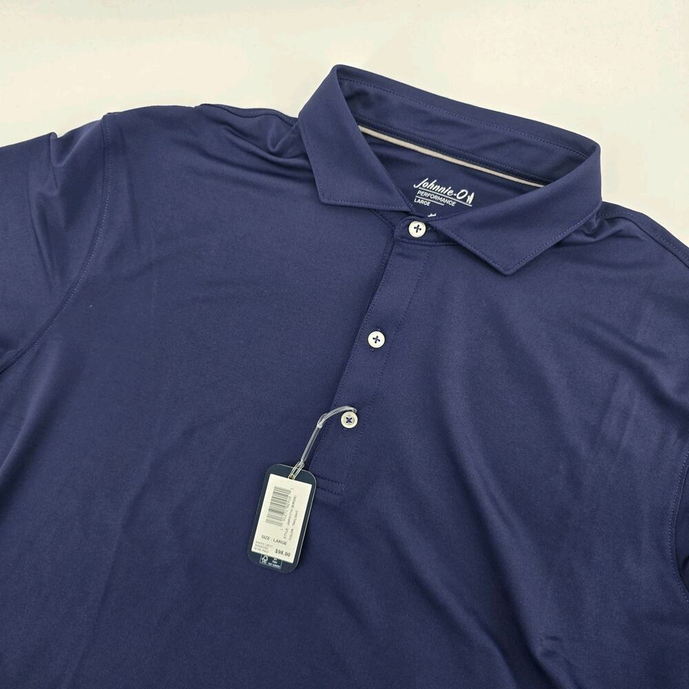 johnnie-O Newton Performance Golf Polo Shirt Mens L BIRDIE Blue UPF 50 Sports